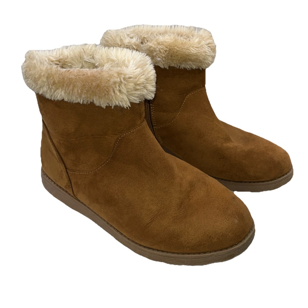 Girls suede, faux‎ fur lined ankle boots, Size 5, Cat & Jack